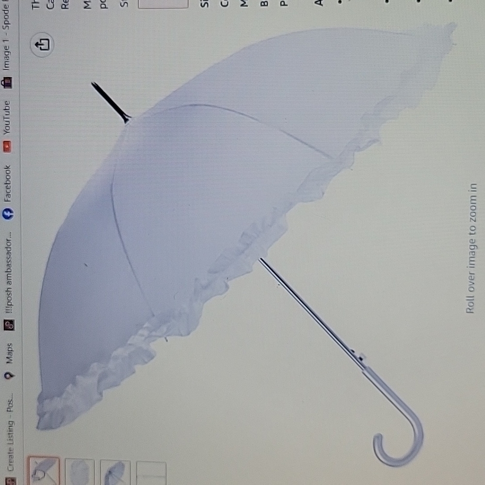 Totes White auto open ruffled stick umbrella special occasion crooked handle NEW - Picture 4 of 11